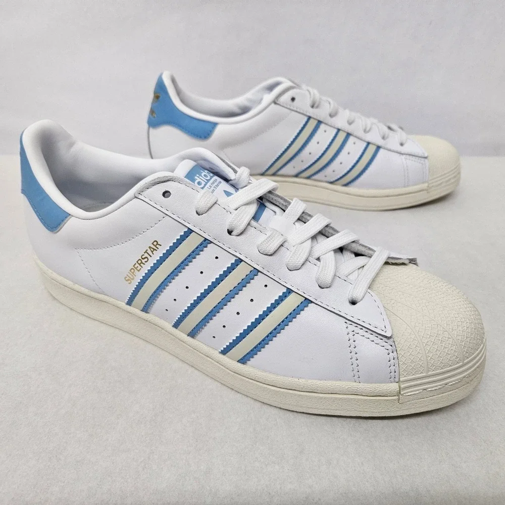 Adidas Superstar Casual Sneakers GX9876‎ White Light Blue Men's Size 9